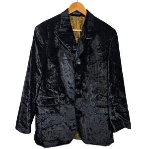 Tayion Collection London Black Velvet‎ Blazer Mens 40R 33W Floral Lining